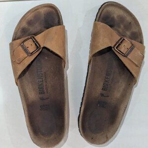 Birkenstock Tan single strap sandals